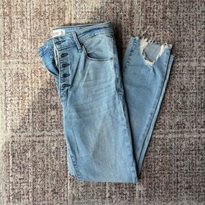 Abercrombie High Rise Super Skinny Ankle Distressed Jeans